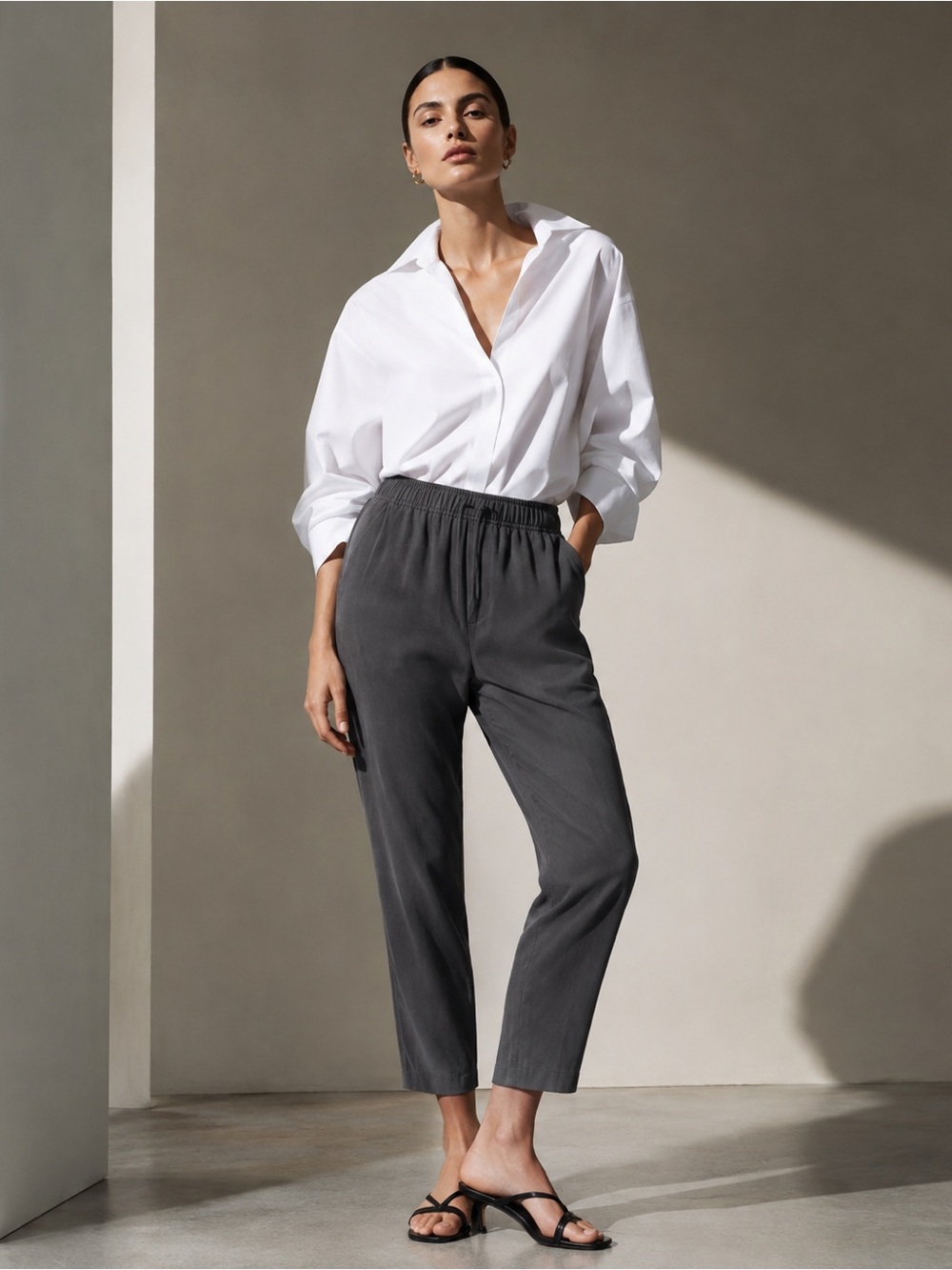 GAP TENCEL Lyocell Pull-On Pants | Charcoal Gray | Size 10 | NWT